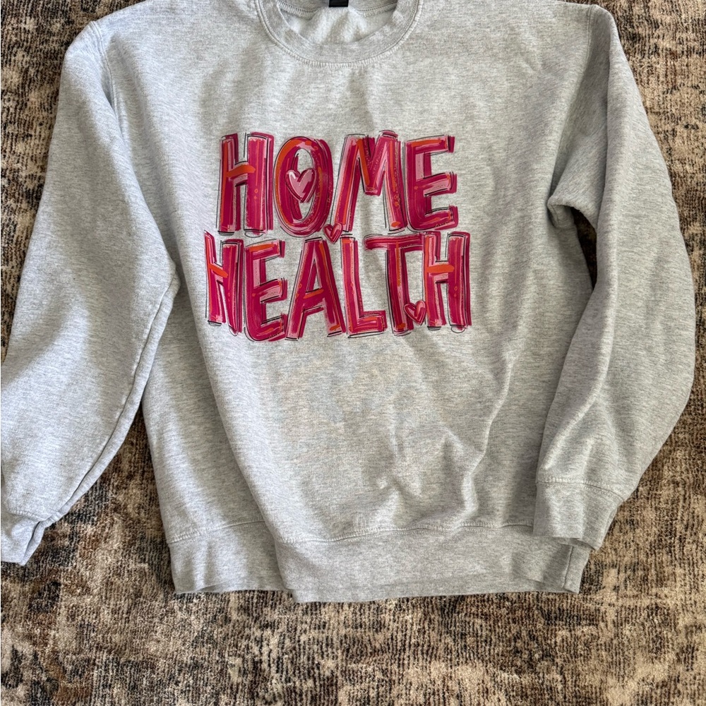 Gray Sweatshirt with Pink Graphic